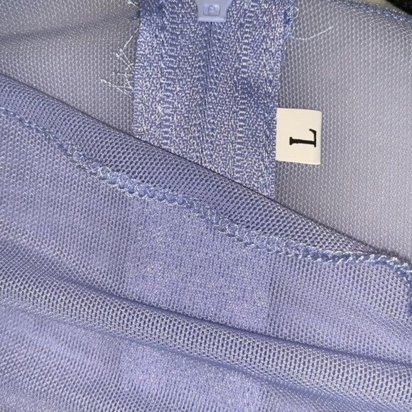 Sheer Mesh Long-Sleeve Corset Style Top With Cutouts Light Blue Size L 95% Polye - Picture 2 of 15